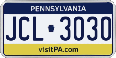 PA license plate JCL3030