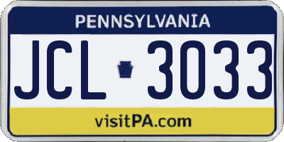 PA license plate JCL3033