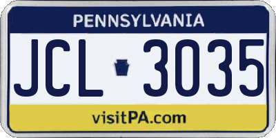 PA license plate JCL3035