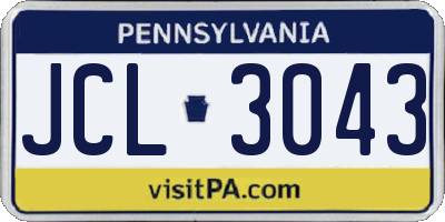 PA license plate JCL3043