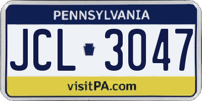 PA license plate JCL3047