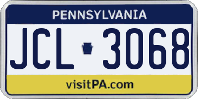 PA license plate JCL3068