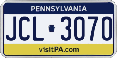 PA license plate JCL3070