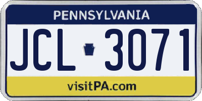 PA license plate JCL3071