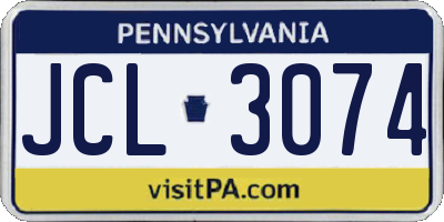 PA license plate JCL3074