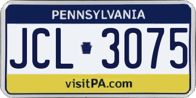 PA license plate JCL3075