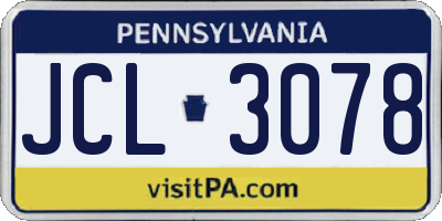 PA license plate JCL3078