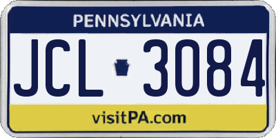 PA license plate JCL3084