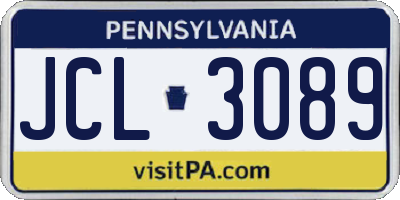 PA license plate JCL3089