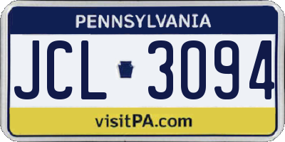 PA license plate JCL3094