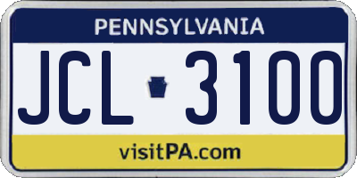 PA license plate JCL3100