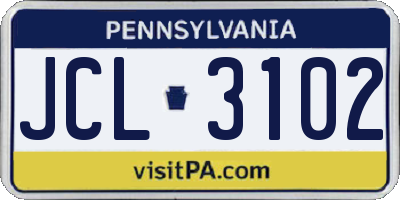 PA license plate JCL3102