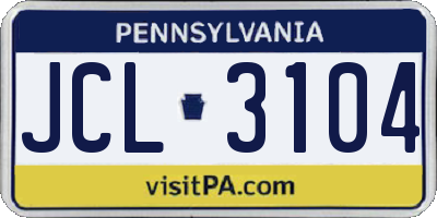 PA license plate JCL3104