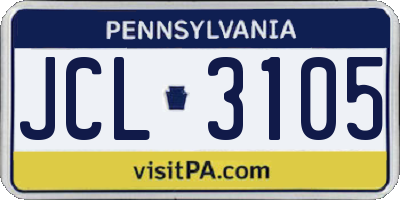 PA license plate JCL3105