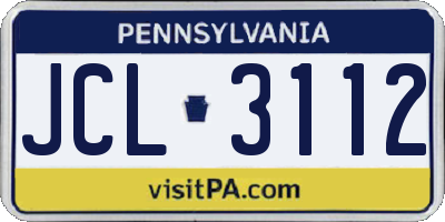 PA license plate JCL3112