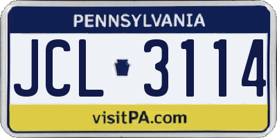 PA license plate JCL3114