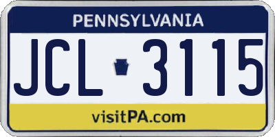 PA license plate JCL3115