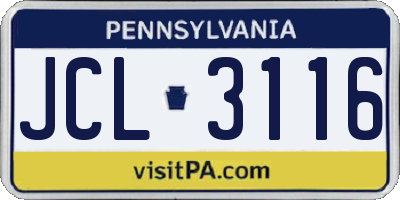 PA license plate JCL3116