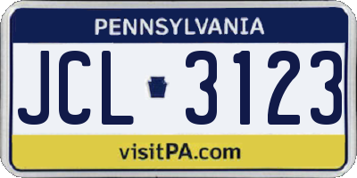 PA license plate JCL3123