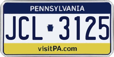 PA license plate JCL3125