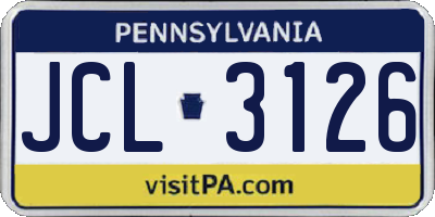 PA license plate JCL3126
