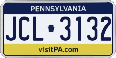 PA license plate JCL3132