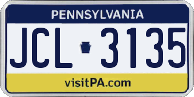 PA license plate JCL3135