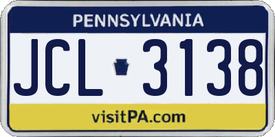 PA license plate JCL3138