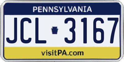 PA license plate JCL3167