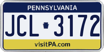 PA license plate JCL3172