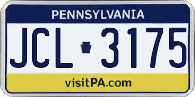 PA license plate JCL3175