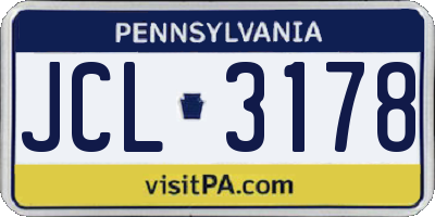 PA license plate JCL3178