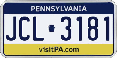 PA license plate JCL3181