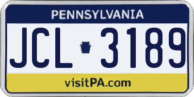 PA license plate JCL3189