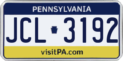 PA license plate JCL3192