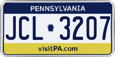 PA license plate JCL3207
