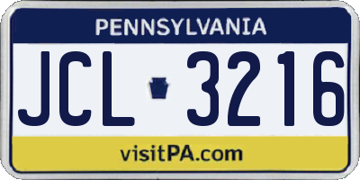 PA license plate JCL3216