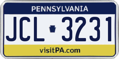 PA license plate JCL3231
