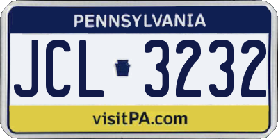 PA license plate JCL3232