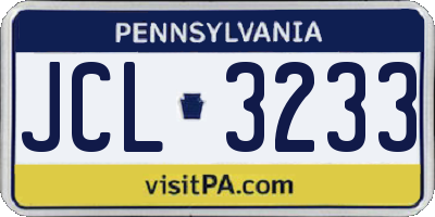 PA license plate JCL3233