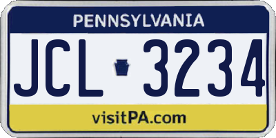 PA license plate JCL3234