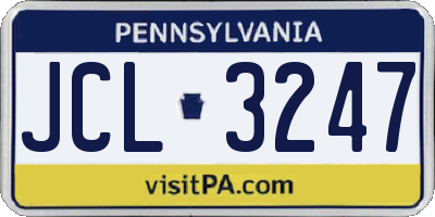 PA license plate JCL3247