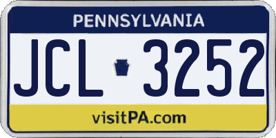 PA license plate JCL3252