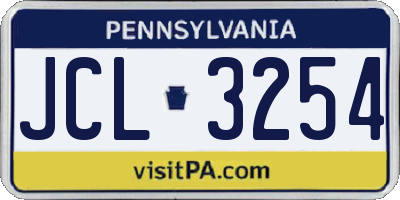 PA license plate JCL3254