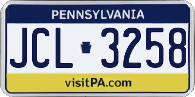 PA license plate JCL3258