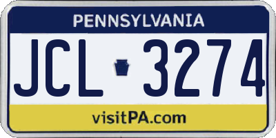PA license plate JCL3274