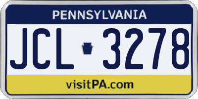 PA license plate JCL3278