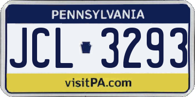 PA license plate JCL3293