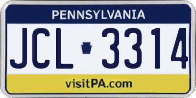 PA license plate JCL3314