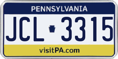 PA license plate JCL3315